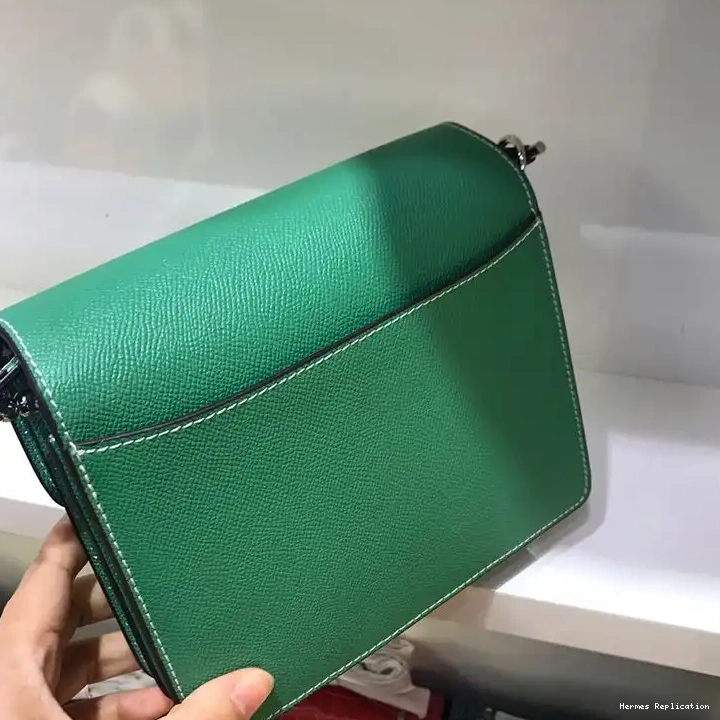 Affordable Leather Hardware Bag Green Palladium In Hermes Roulis Epsom 0505